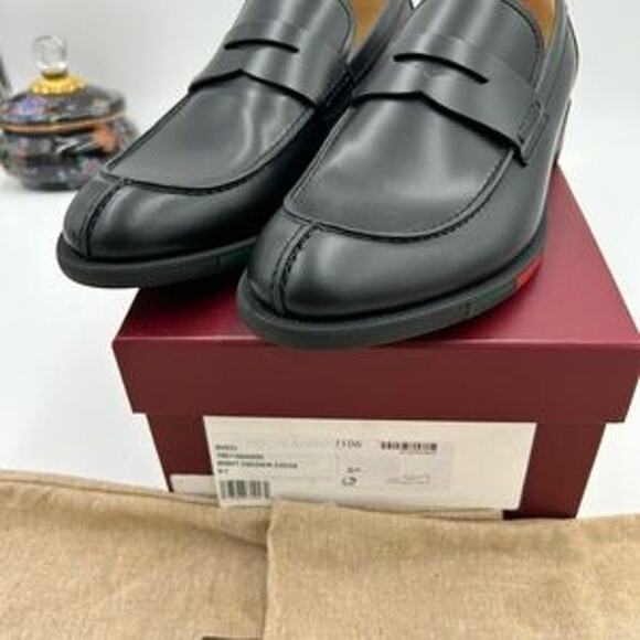 Men's Gucci, leather strap penny loafer with web detail size 6.5 fits 7.5 US - Picture 5 of 15